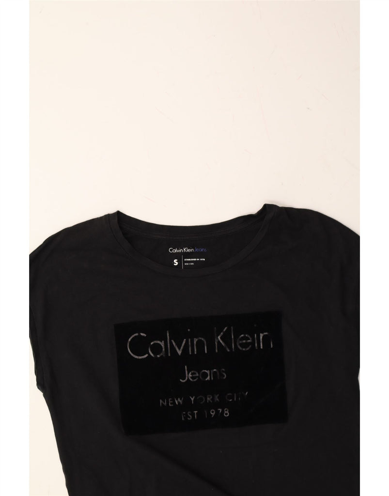 CALVIN KLEIN JEANS Womens New York Graphic T-Shirt Top UK 10 Small Black Vintage Calvin Klein Jeans and Second-Hand Calvin Klein Jeans from Messina Hembry 