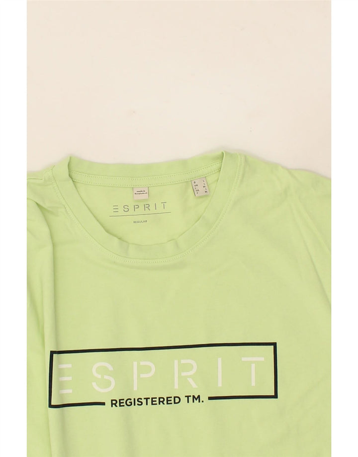 ESPRIT Mens Regular Graphic T-Shirt Top Large Green Cotton Vintage Esprit and Second-Hand Esprit from Messina Hembry 