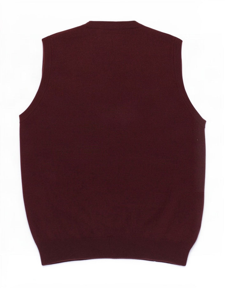 Marks & Spencer Mens Regular Fit Vest Tank Top Medium Burgundy Wool