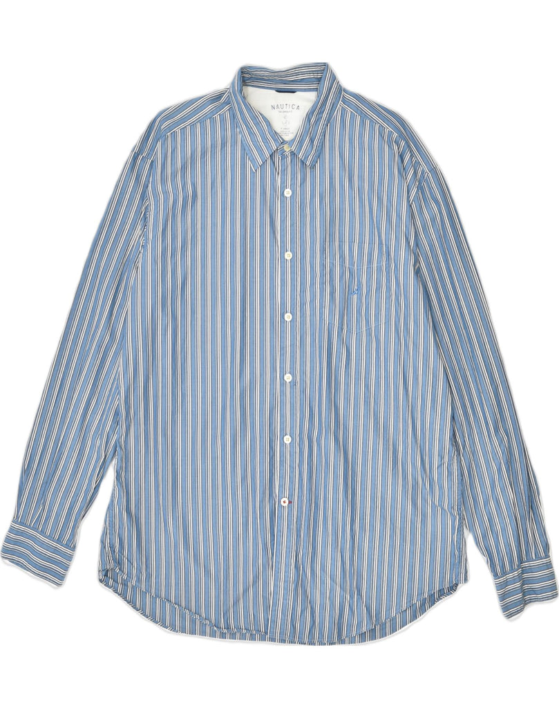 NAUTICA Mens Tailored Fit Shirt XL Blue Striped Cotton | Vintage | Thrift | Second-Hand | Used Clothing | Messina Hembry 