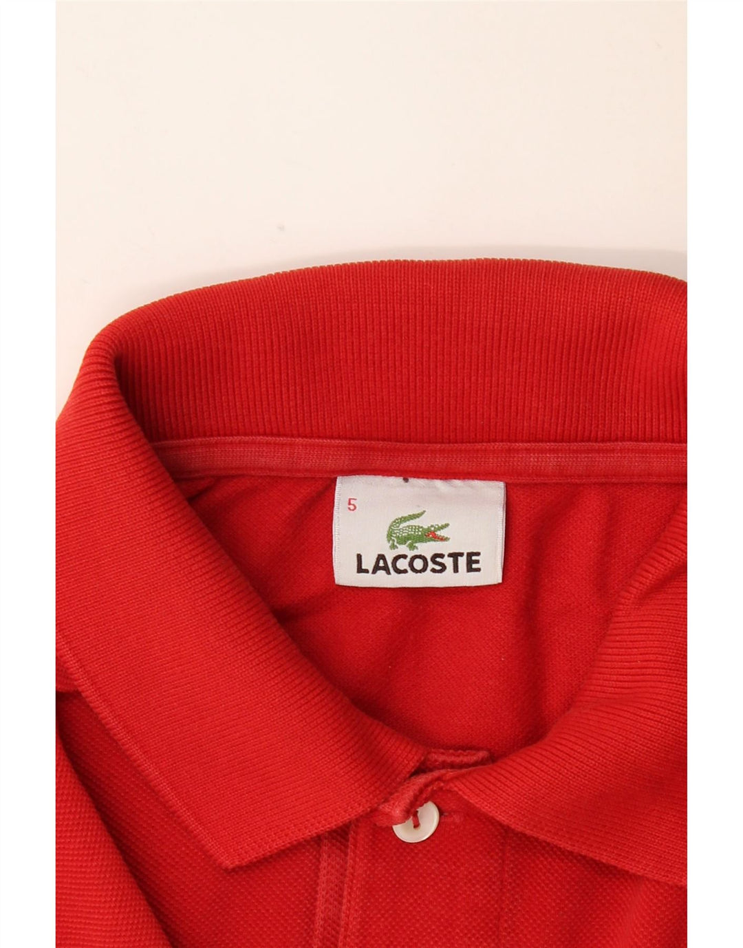 LACOSTE Mens Polo Shirt Size 5 Large Red Cotton