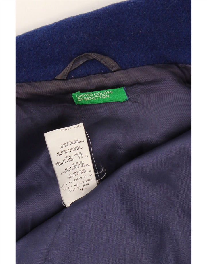 BENETTON Womens Overcoat UK 16 Large Navy Blue Wool Vintage Benetton and Second-Hand Benetton from Messina Hembry 