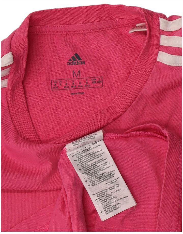 Adidas Womens T-Shirt Top UK 12/14 Medium Pink Cotton