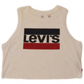 LEVI'S Womens Crop Graphic Vest Top UK 16 Large Off White Cotton
