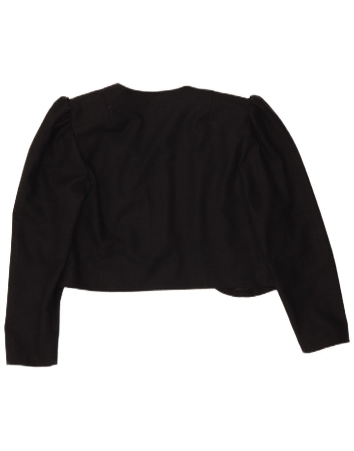 Vintage Womens Crop Blazer Jacket EU 40 Medium Black Polyester