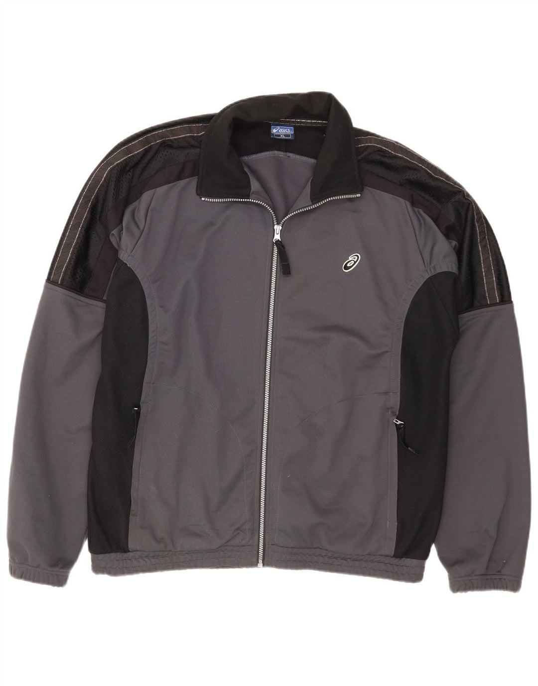 Asics Mens Tracksuit Top Jacket XL Grey Colourblock Polyester Sports