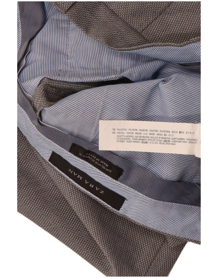 Zara Mens Slim Suit Trousers EU 40 Medium W31 L33 Grey Polyester
