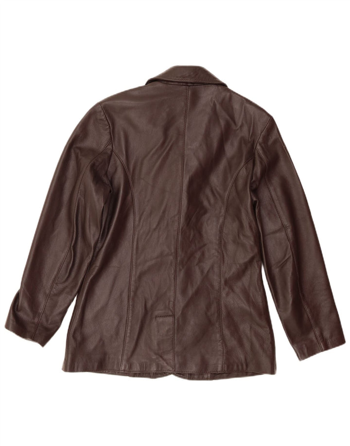 Sardar Womens 4 Button Leather Blazer Jacket UK 10 Small Brown Leather