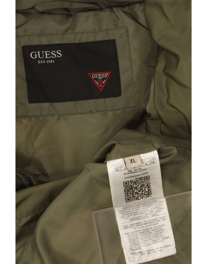 Guess Mens Padded Jacket UK 42 XL Green Polyester