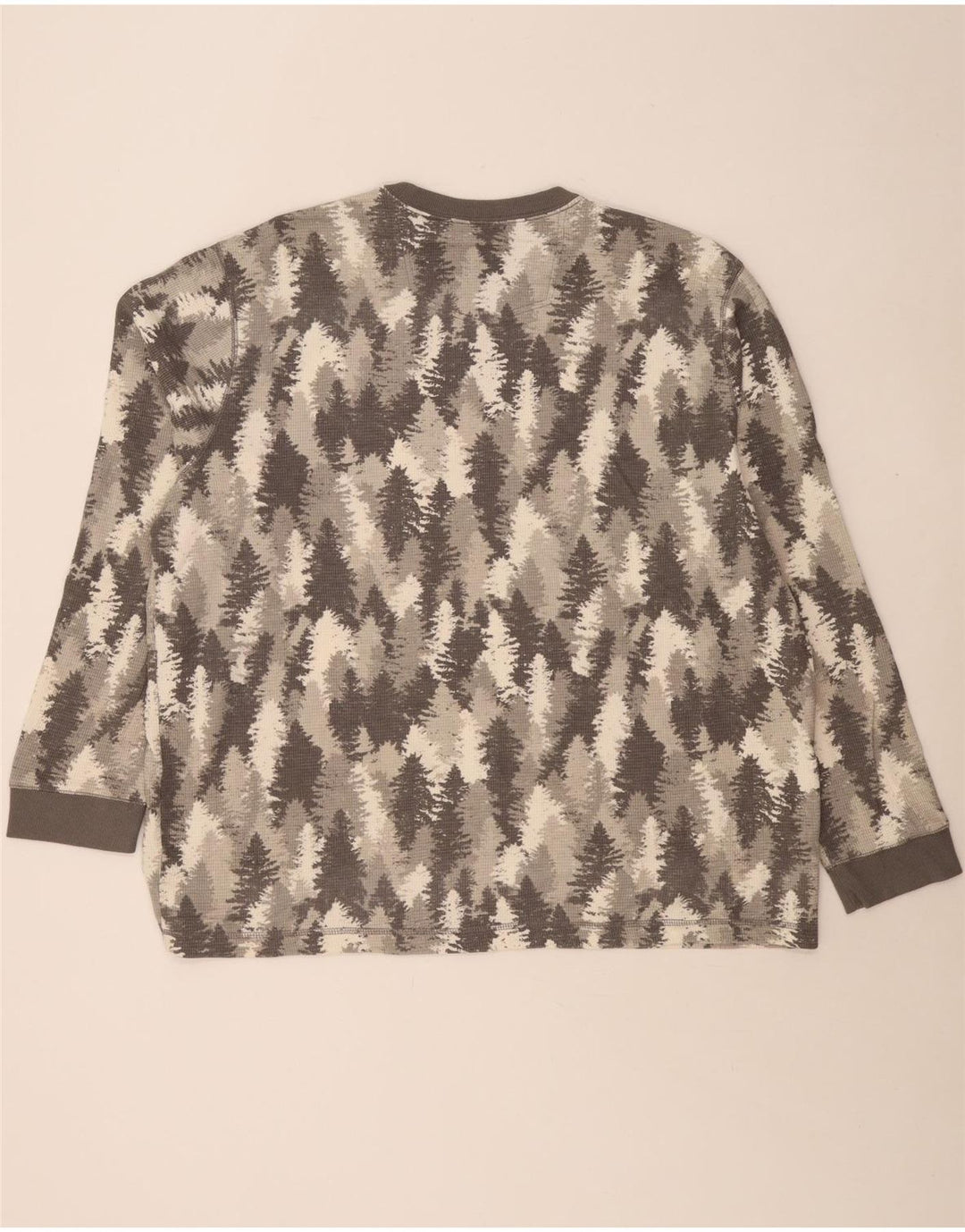 EDDIE BAUER Mens Abstract Pattern Top Long Sleeve 2XL Grey Cotton