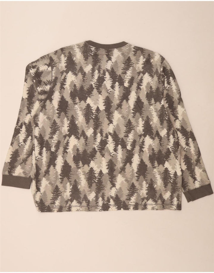 EDDIE BAUER Mens Abstract Pattern Top Long Sleeve 2XL Grey Cotton