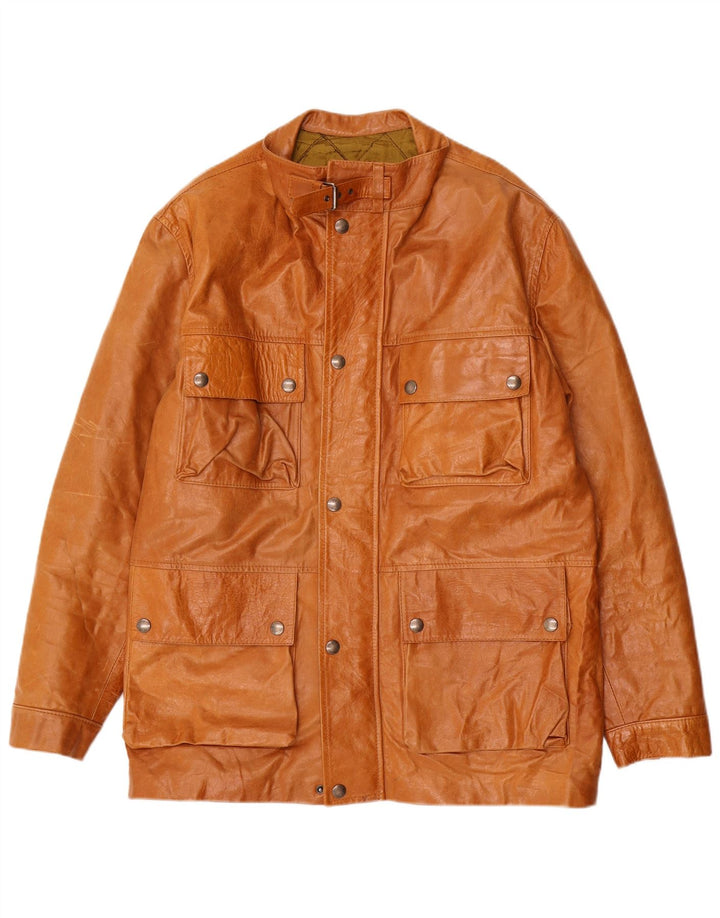 Vintage Mens Leather Jacket UK 42 XL Brown Leather