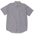 Lacoste Mens Short Sleeve Shirt Size 39 Medium Blue Pinstripe Cotton