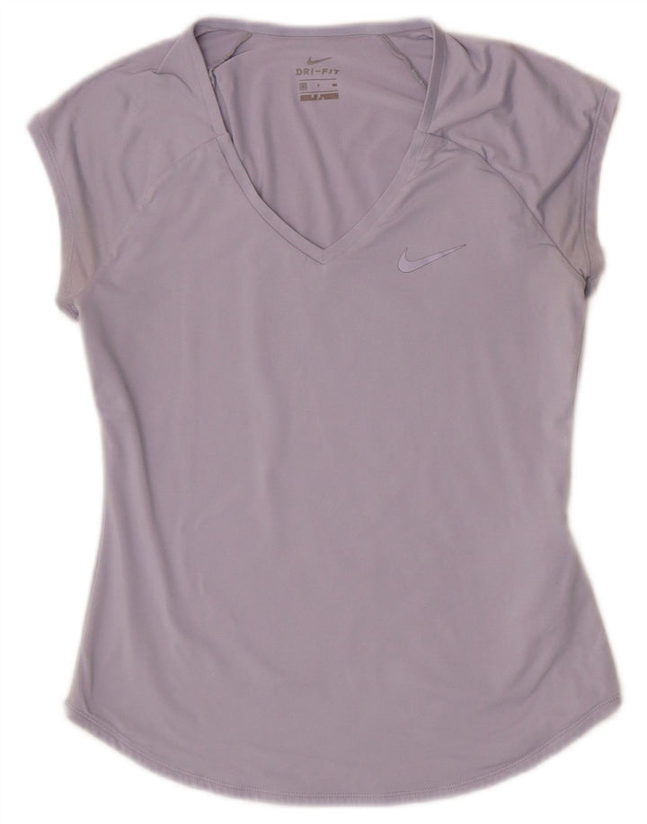 Nike Womens Dri Fit T-Shirt Top UK 10 Small Purple Polyester