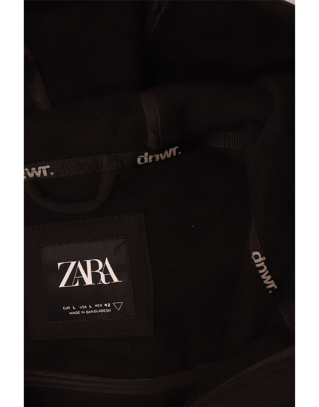 Zara Mens Hooded Windbreaker Jacket UK 40 Large Black Polyester