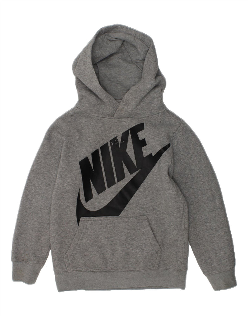 NIKE Boys Graphic Hoodie Jumper 5-6 Years Medium  Grey Cotton | Vintage Nike | Thrift | Second-Hand Nike | Used Clothing | Messina Hembry 