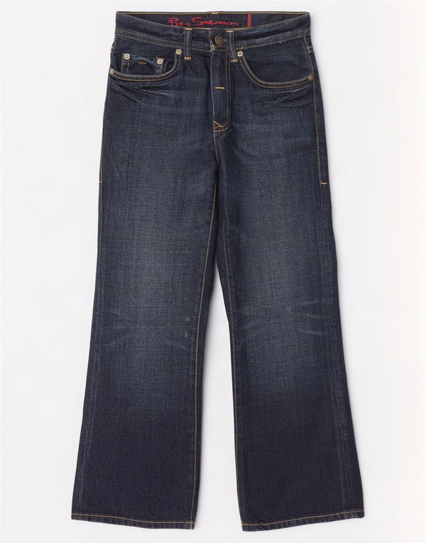 Ben Sherman Womens Wide Leg Jeans W24 L25 Navy Blue Cotton