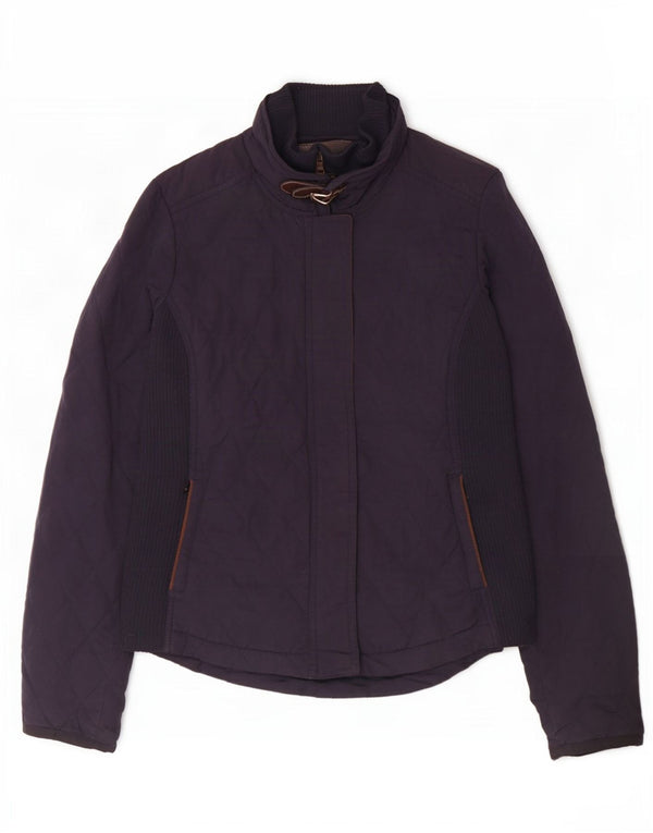 Massimo Dutti Womens Quilted Jacket UK 12 Medium Navy Blue Polyester
