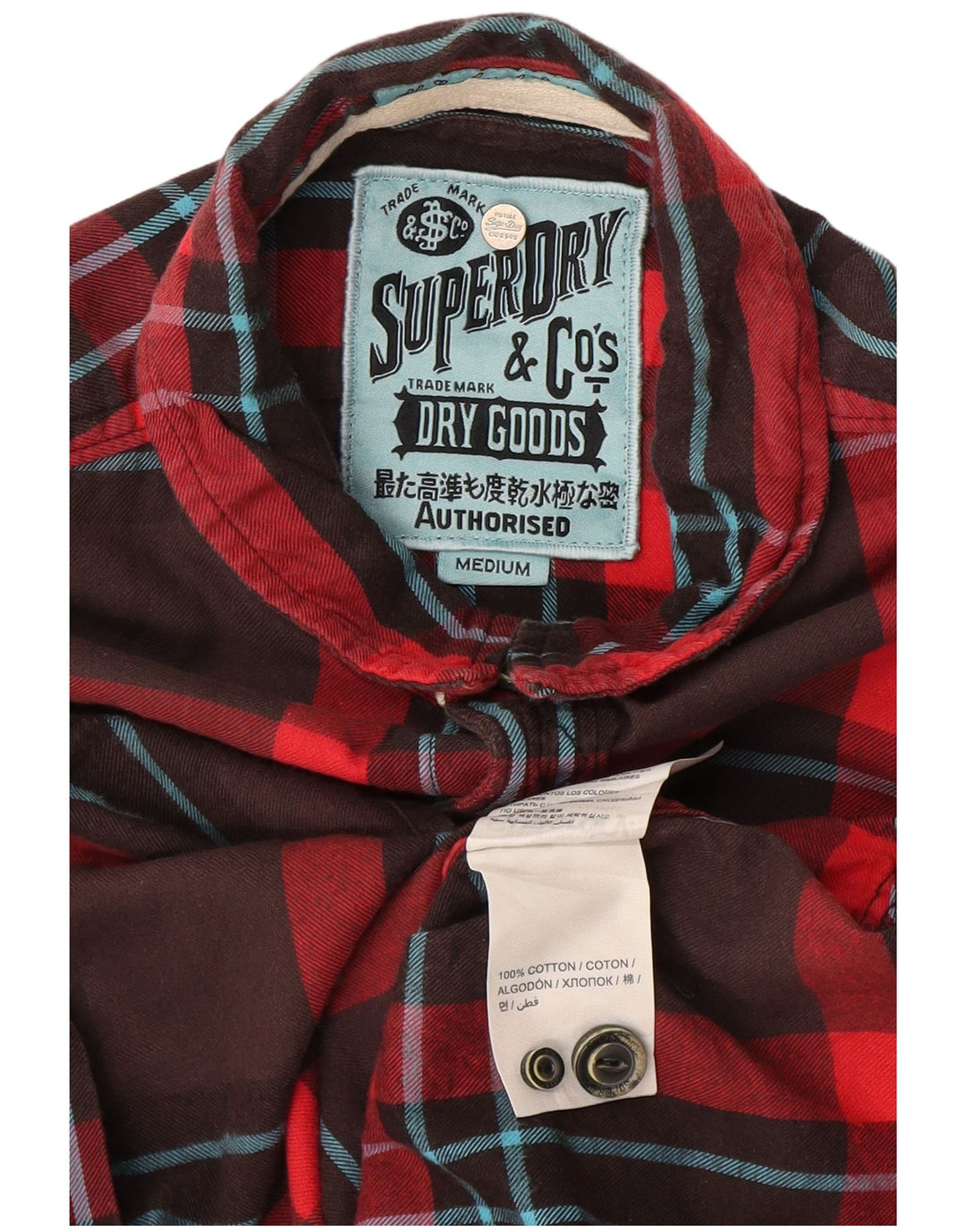 Superdry Mens Flannel Shirt Medium Brown Check Cotton