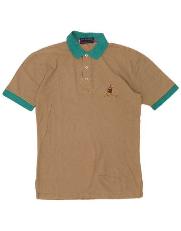 Best Company Mens Olmes Carretti Polo Shirt Small Beige Colourblock Cotton
