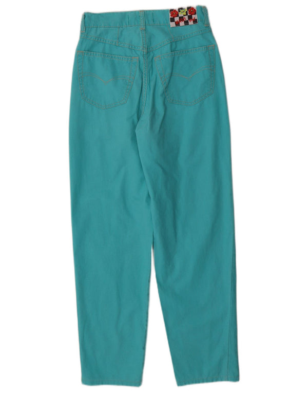 Vintage Womens Tapered Casual Trousers IT 42 Medium W24 L25 Turquoise