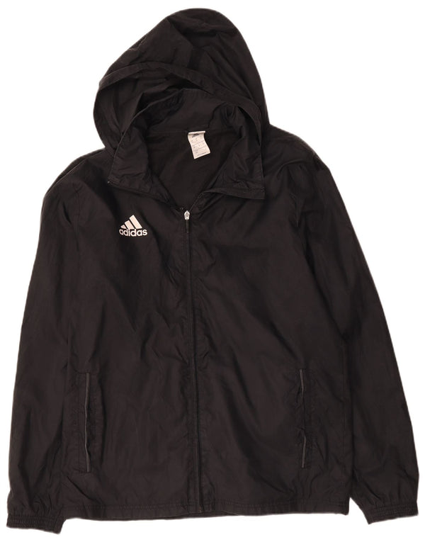 Adidas Mens Hooded Rain Jacket UK 38 Medium Black Polyamide