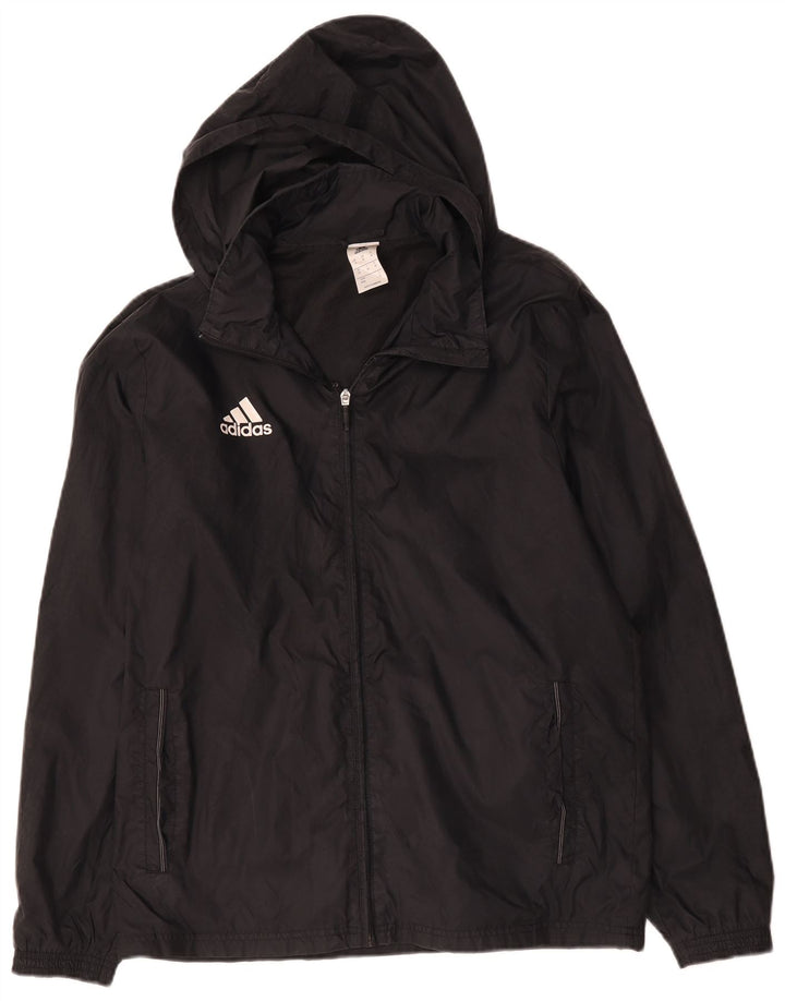 Adidas Mens Hooded Rain Jacket UK 38 Medium Black Polyamide