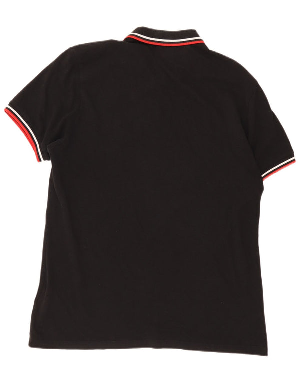 Pretty Green Mens Polo Shirt XL Black Striped Cotton