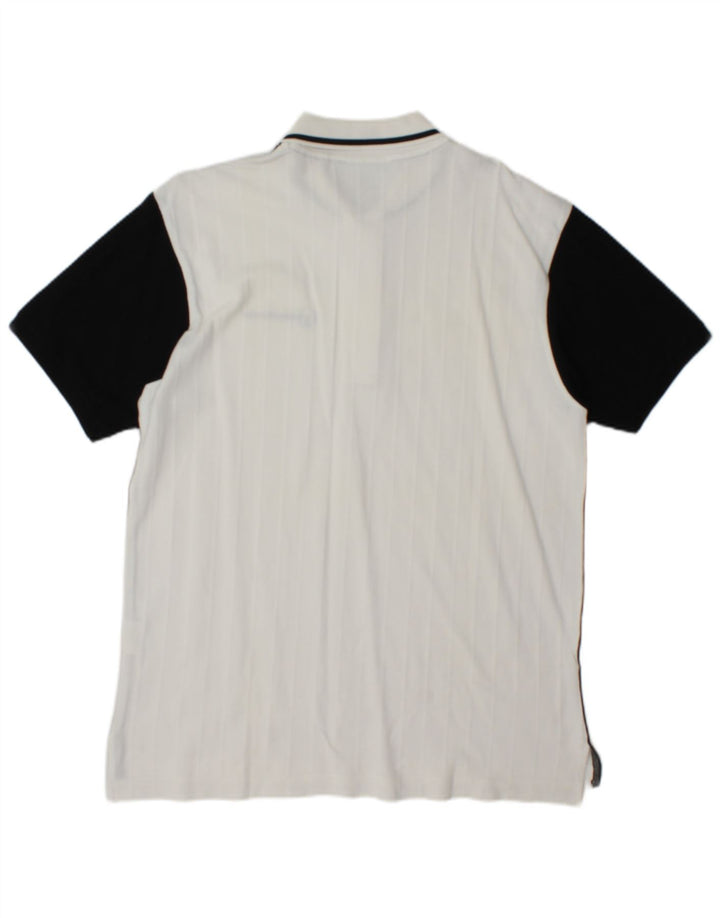 Sergio Tacchini Mens Polo Shirt Medium White Colourblock Cotton