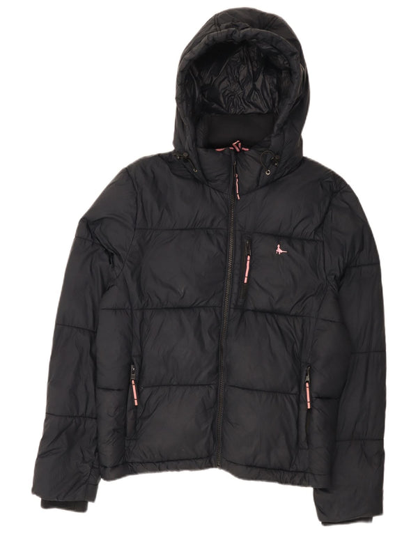 Jack Wills Womens Hooded Relaxed Fit Padded Jacket UK 10 Small Navy Blue