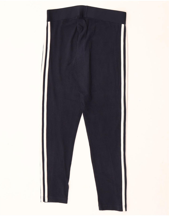 Adidas Womens Leggings UK 12/14 Medium  Navy Blue Cotton