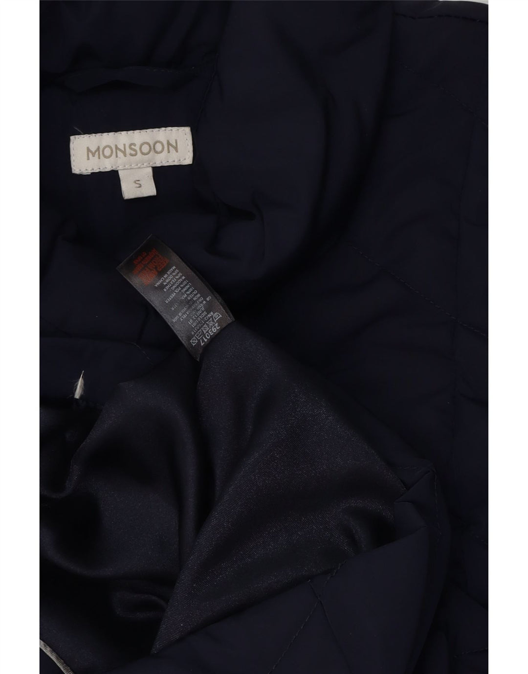 MONSOON Womens Padded Coat UK 10 Small Navy Blue Polyester
