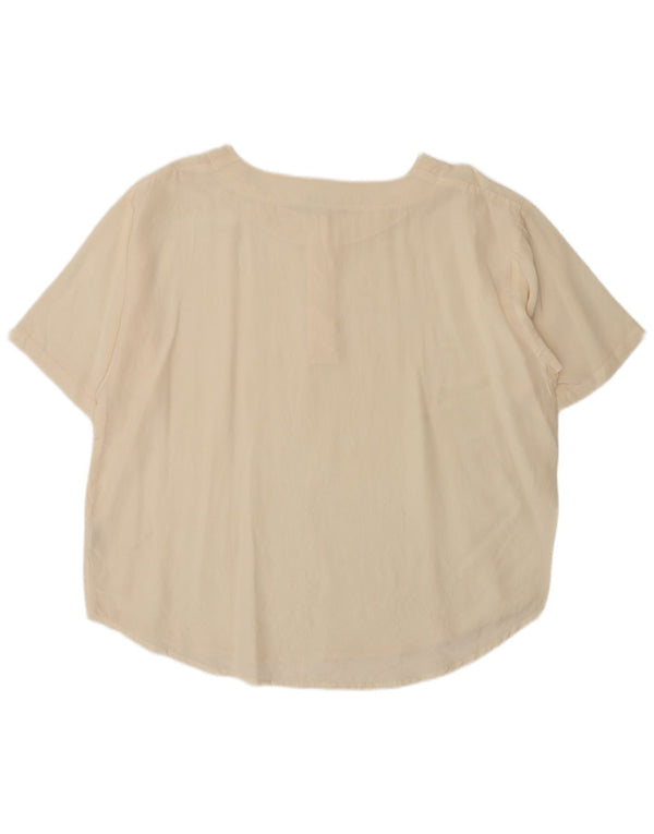 Vintage Womens Blouse Top UK 18 XL Beige Silk
