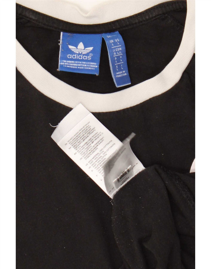 Adidas Mens T-Shirt Top Large Black Cotton