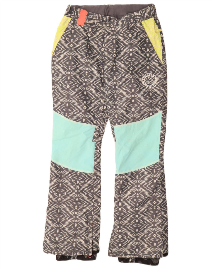 Billabong Womens Ski Trousers UK 14 Medium Grey Geometric Polyester