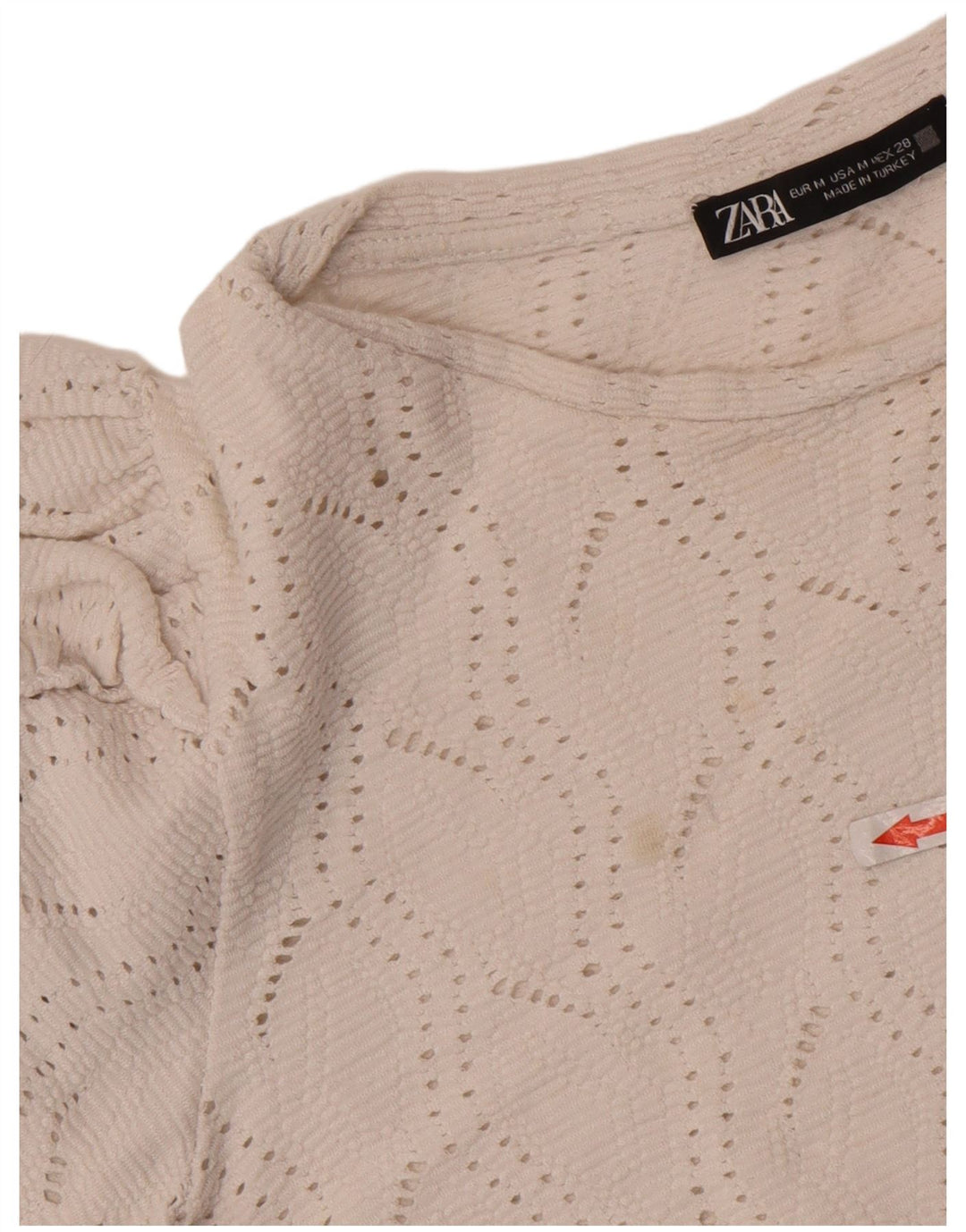 Zara Womens Crop Blouse Top UK 12 Medium White Cotton