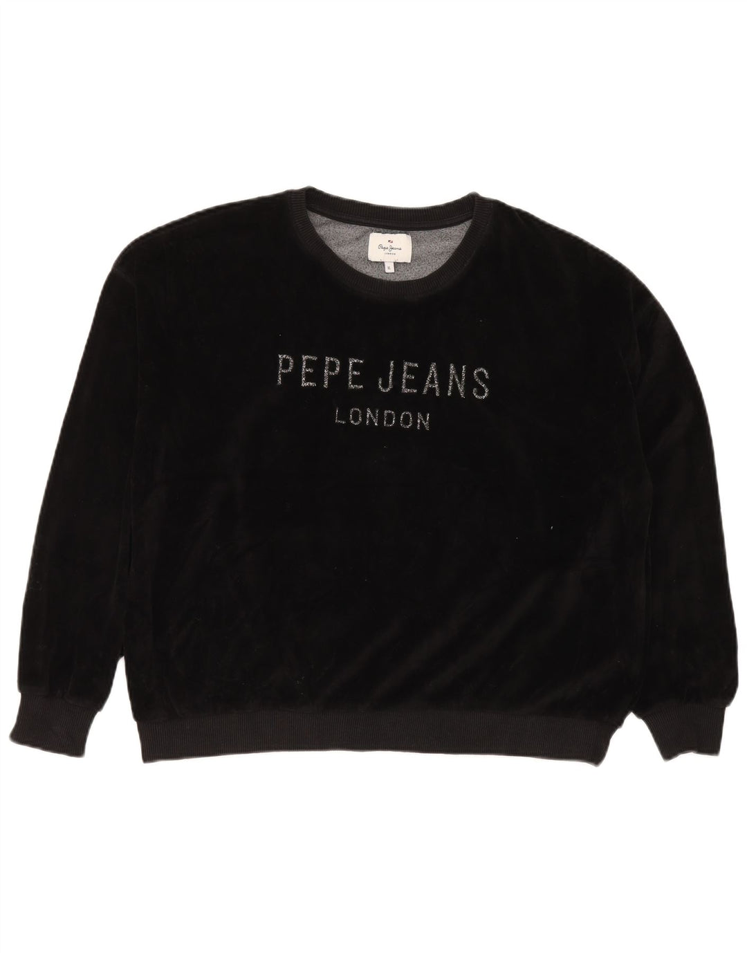 PEPE JEANS Womens Oversized Graphic Sweatshirt Jumper UK 18 XL Black
