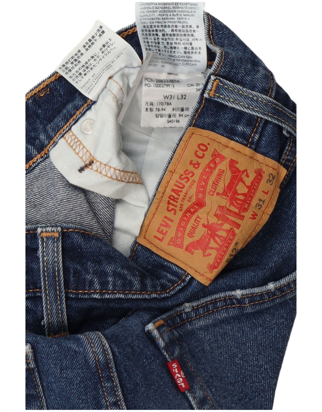 Levi's Mens 512 Tapered Slim Jeans W31 L32 Blue Cotton