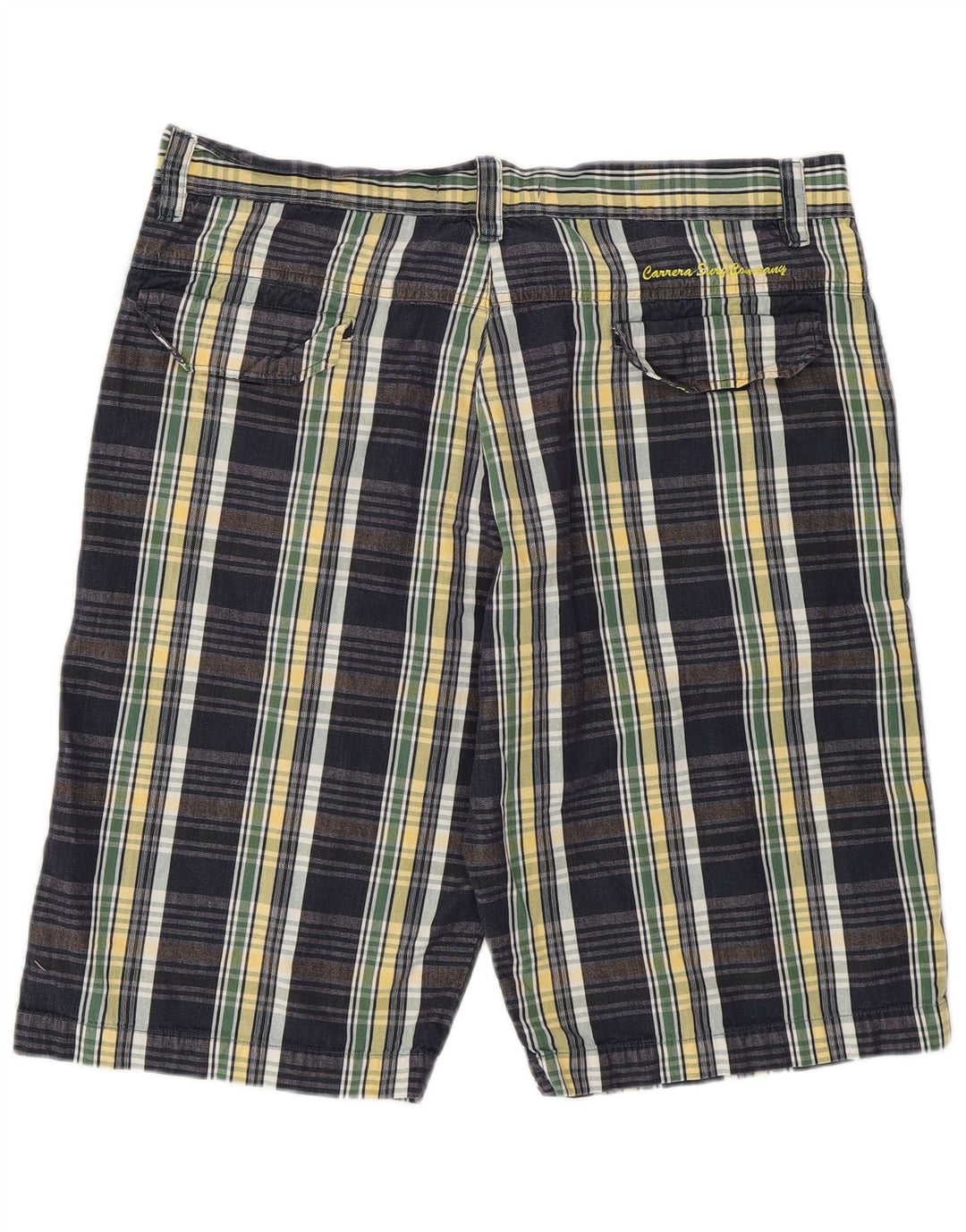 Carrera Mens Casual Shorts IT 52 XL W36  Navy Blue Check Cotton