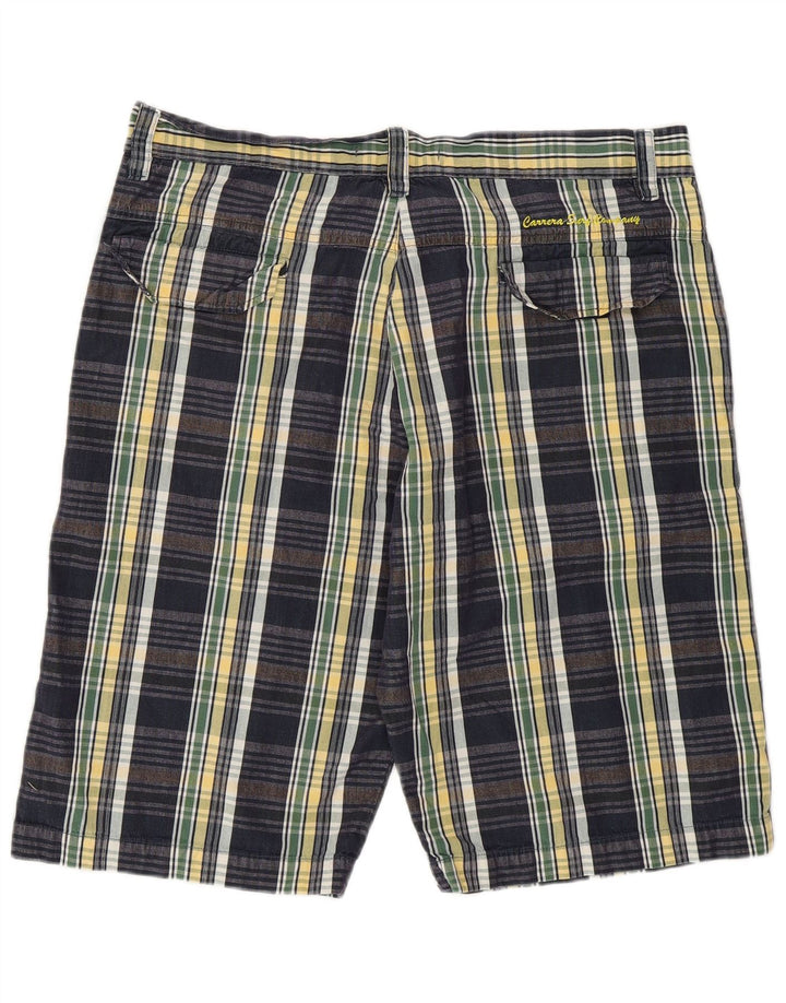 Carrera Mens Casual Shorts IT 52 XL W36  Navy Blue Check Cotton