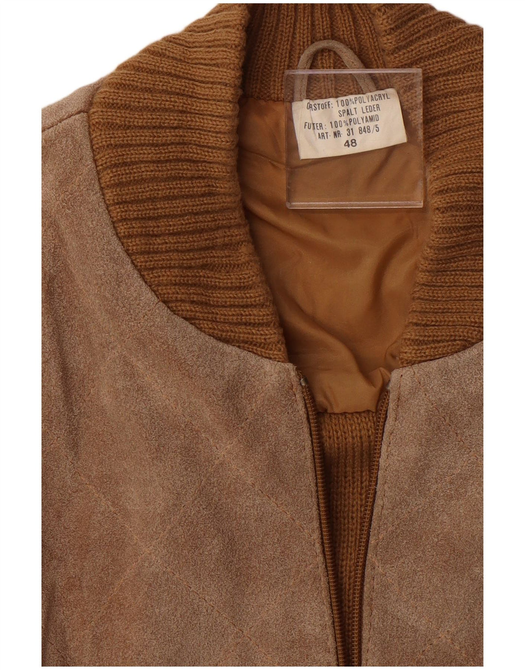 VINTAGE Womens Suede Cardigan Sweater IT 48 XL Brown Polyacrylic