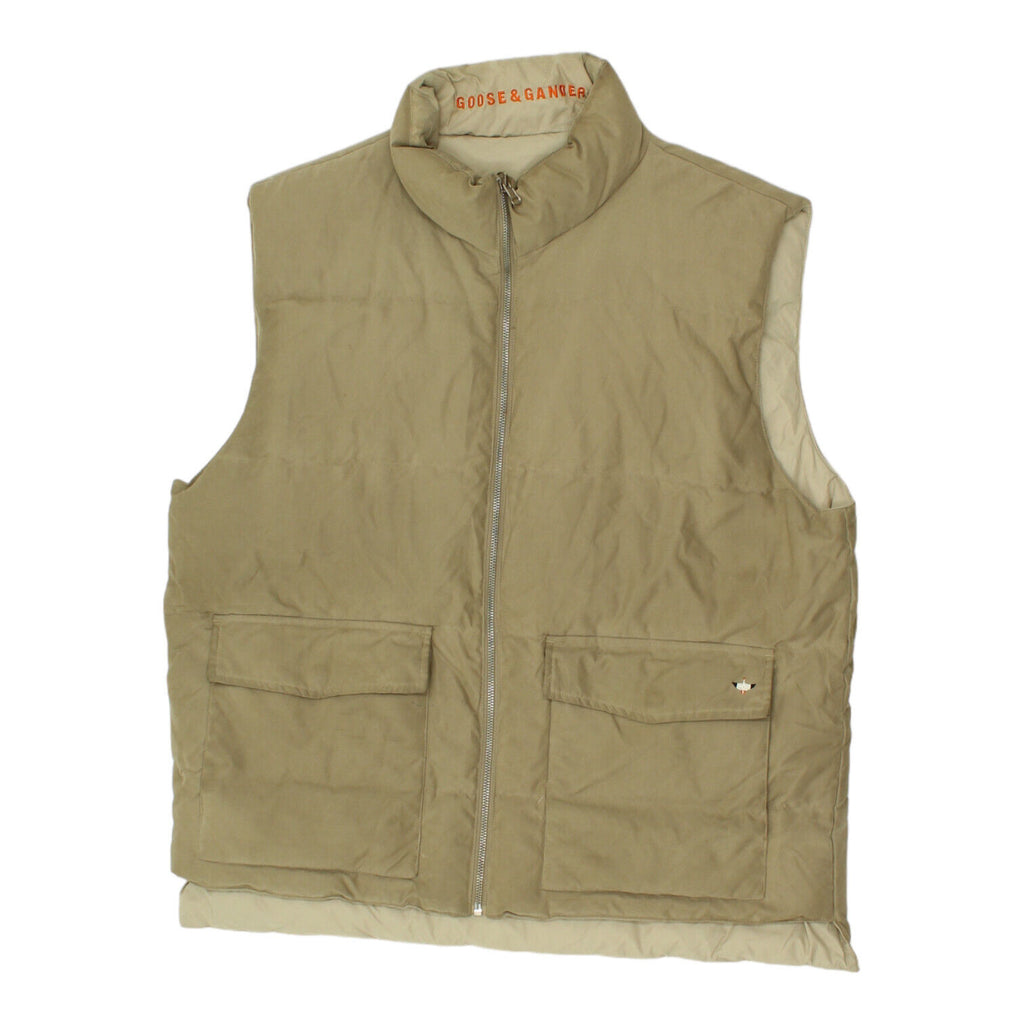 Goose & Gander Mens Reversible Beige Padded Gilet | Vintage Designer Sleeveless | Vintage Messina Hembry | Thrift | Second-Hand Messina Hembry | Used Clothing | Messina Hembry 