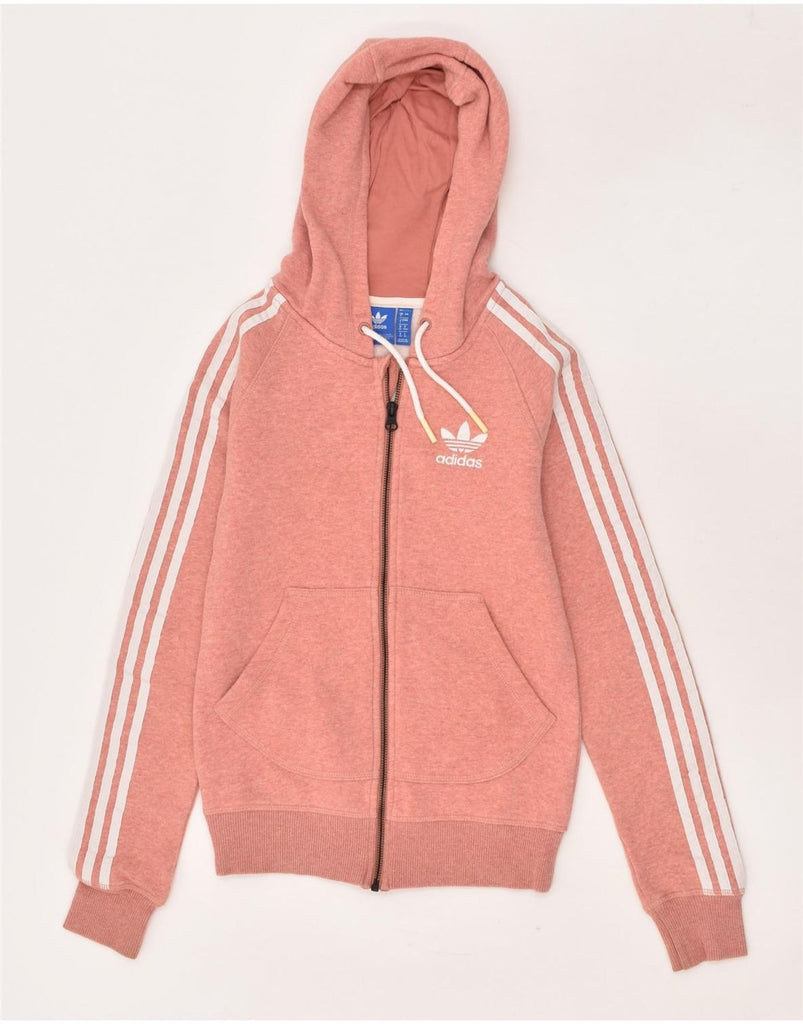 ADIDAS Womens Zip Hoodie Sweater UK 4 XS Pink Cotton | Vintage Adidas | Thrift | Second-Hand Adidas | Used Clothing | Messina Hembry 