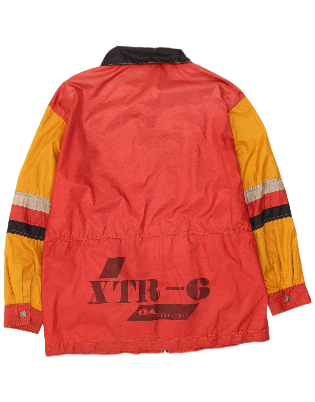Vintage Mens Graphic Raincoat UK 36 Small Yellow Colourblock Polyamide