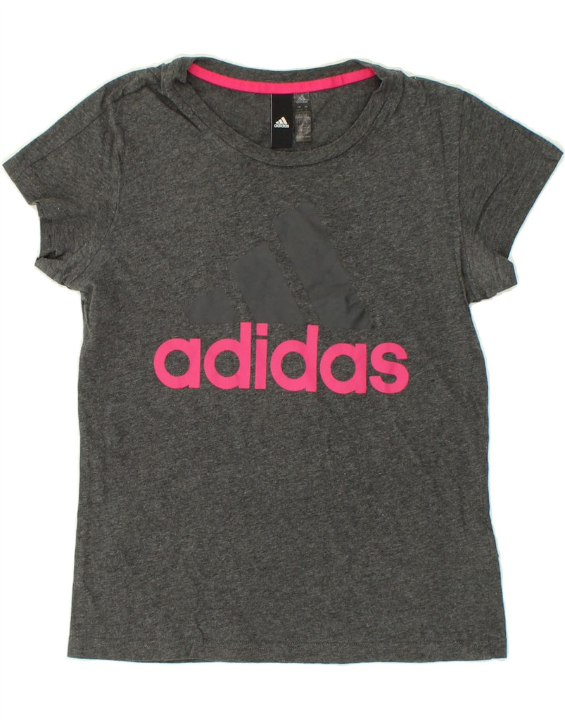 ADIDAS Womens Graphic T-Shirt Top UK 8/10 Small Grey Cotton | Vintage Adidas | Thrift | Second-Hand Adidas | Used Clothing | Messina Hembry 