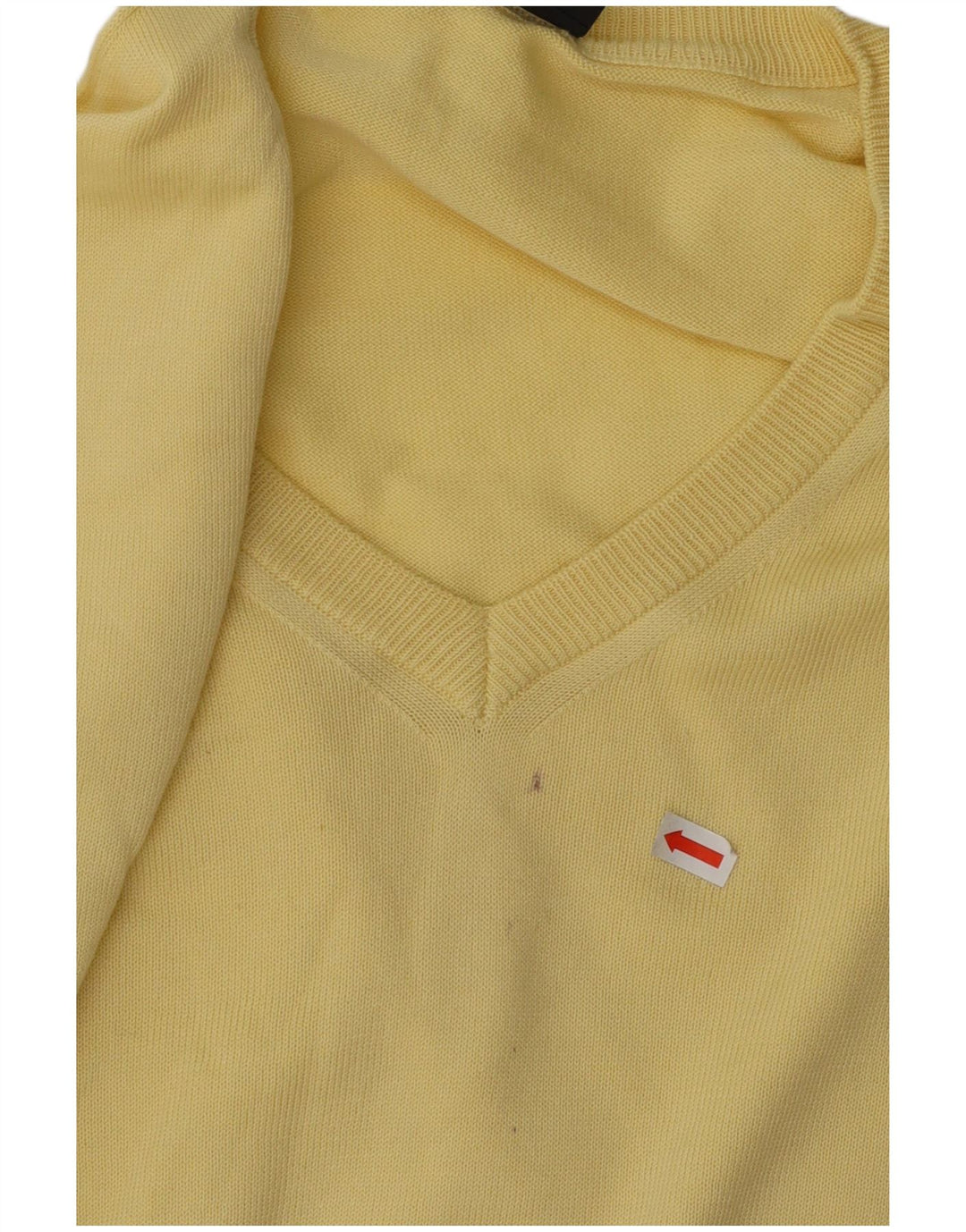 HUGO BOSS Mens V-Neck Jumper Sweater IT 54 XL Yellow Cotton