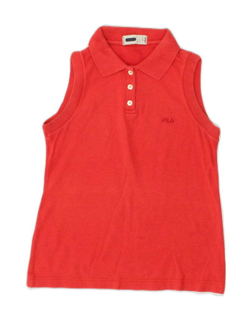 FILA Womens Sleeveless Polo Shirt IT 42 Medium Red Cotton | Vintage Fila | Thrift | Second-Hand Fila | Used Clothing | Messina Hembry 