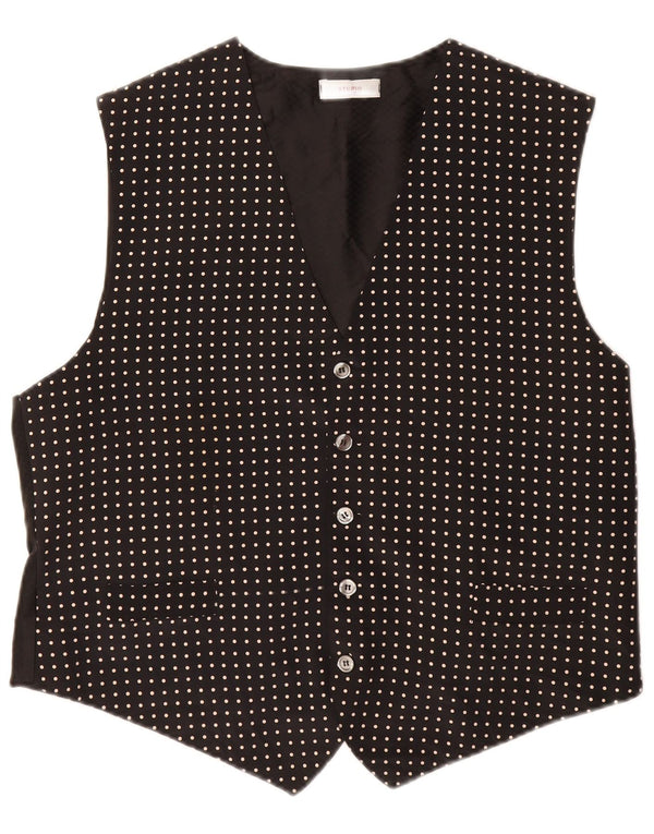 CONBIPEL Mens Waistcoat IT 54 XL Black Spotted Silk
