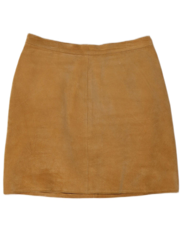 Vintage Womens Suede Skirt IT 44 Medium W26 Beige Leather