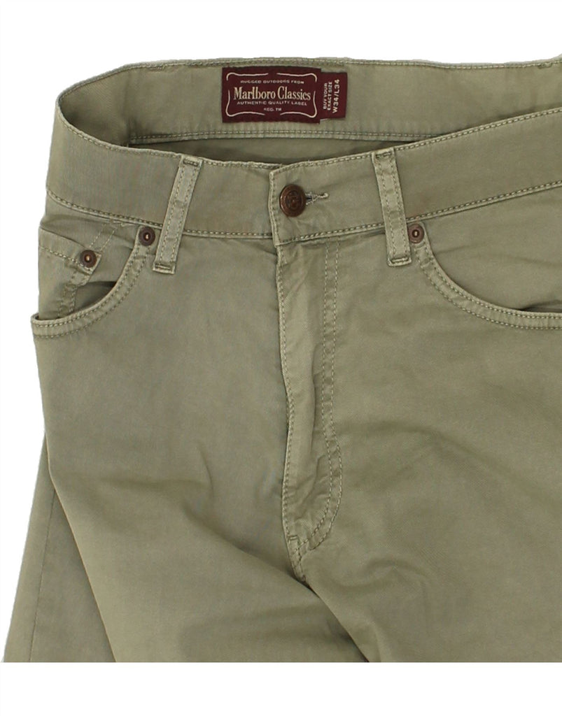 MARLBORO CLASSICS Mens Straight Casual Trousers W34 L28 Green Cotton | Vintage Marlboro Classics | Thrift | Second-Hand Marlboro Classics | Used Clothing | Messina Hembry 